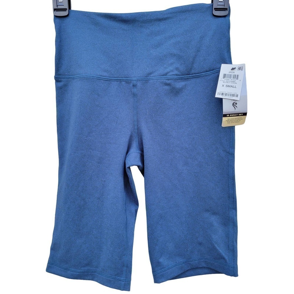 Ideology Women Extra Small High Rise Biker Shorts Blue - Picture 2 of 8